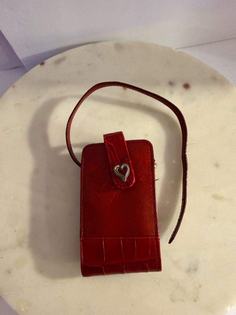 Brighton Red Leather Heart Accent Phone Case Wristlet or accessory case